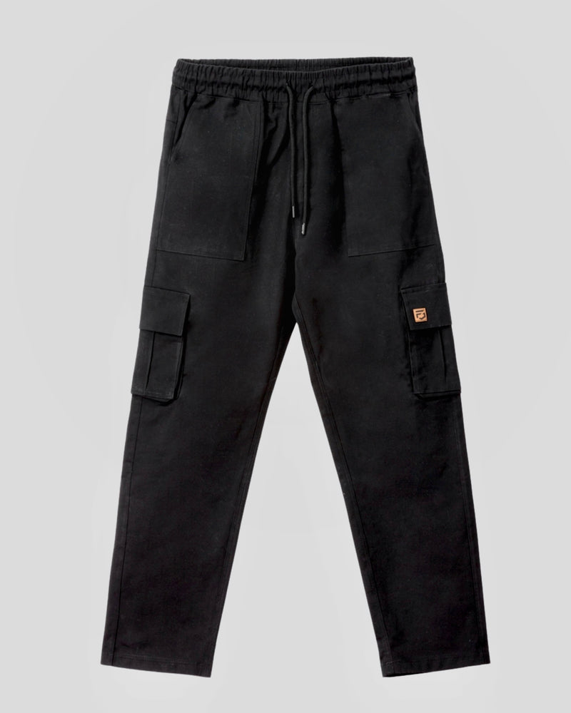 Black Straight Cargo Trousers