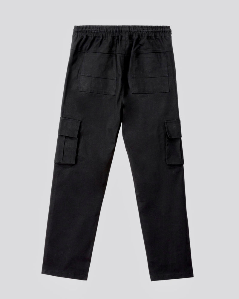 Black Straight Cargo Trousers