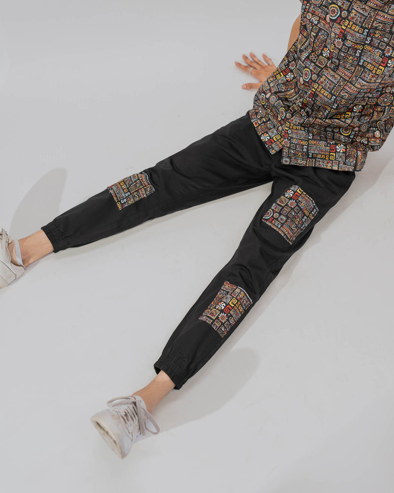 Ethnic Patched Joggers