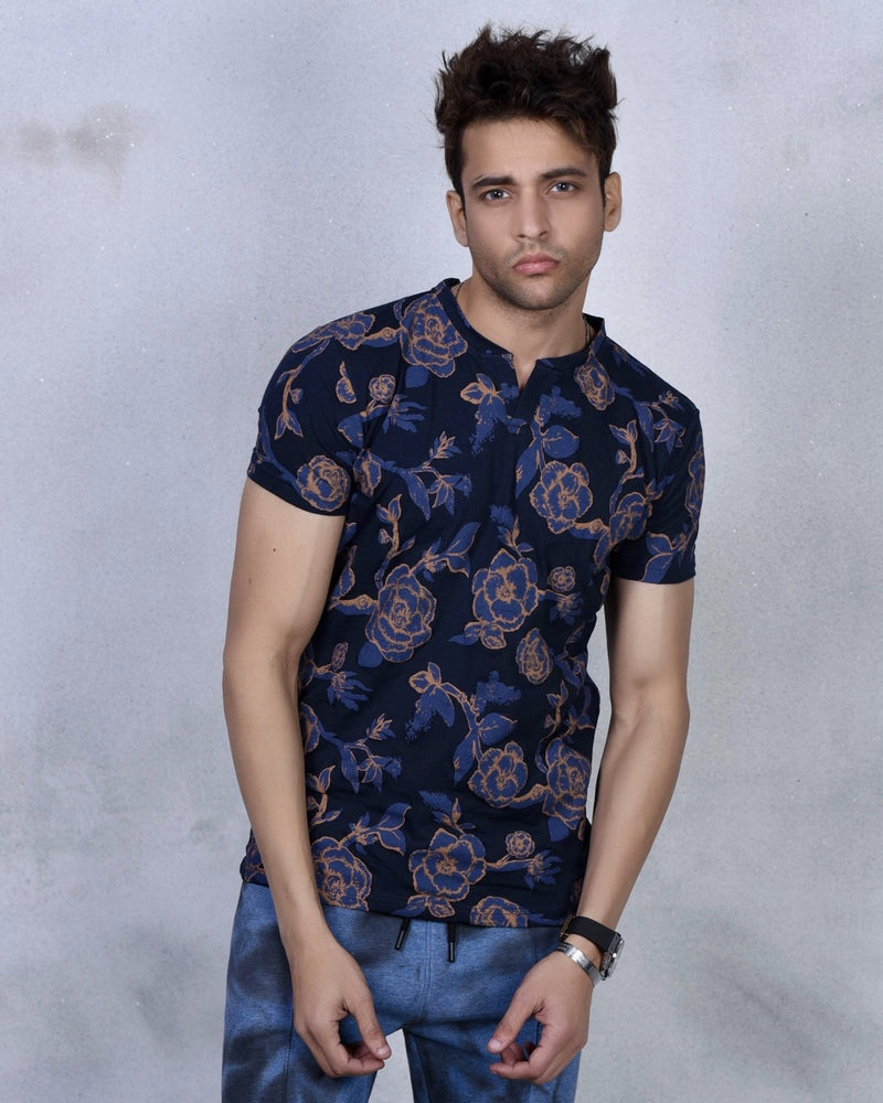 Forge Notch Neck Floral Print Tee