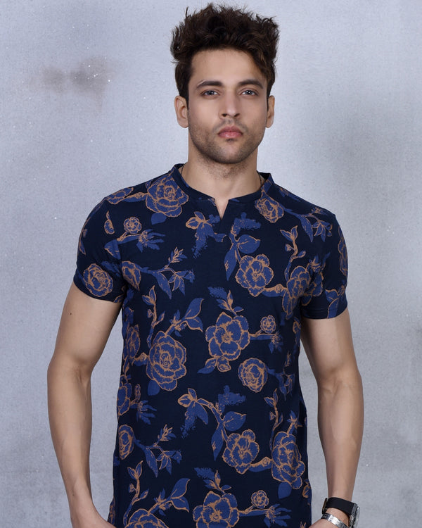 Forge Notch Neck Floral Print Tee