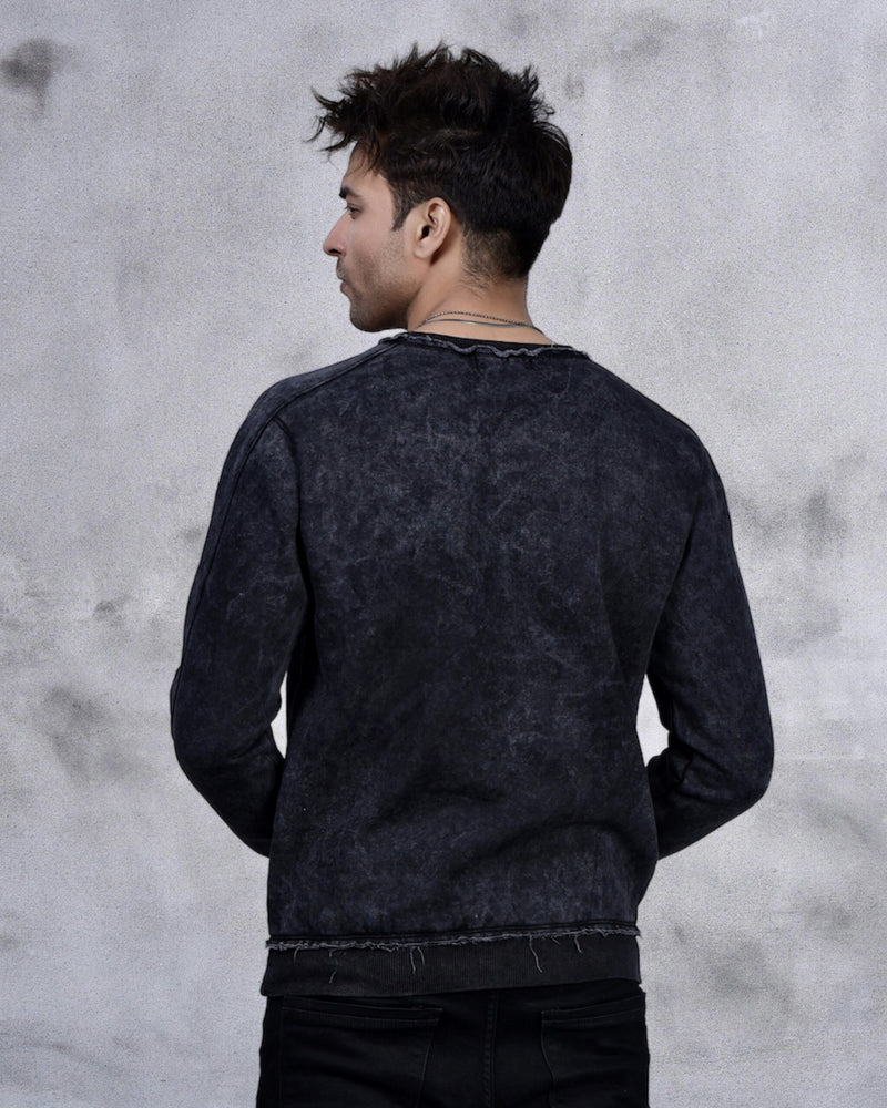Forge Washed-Out Sweatshirt with Frayed Hem forge.pk forgepakistan