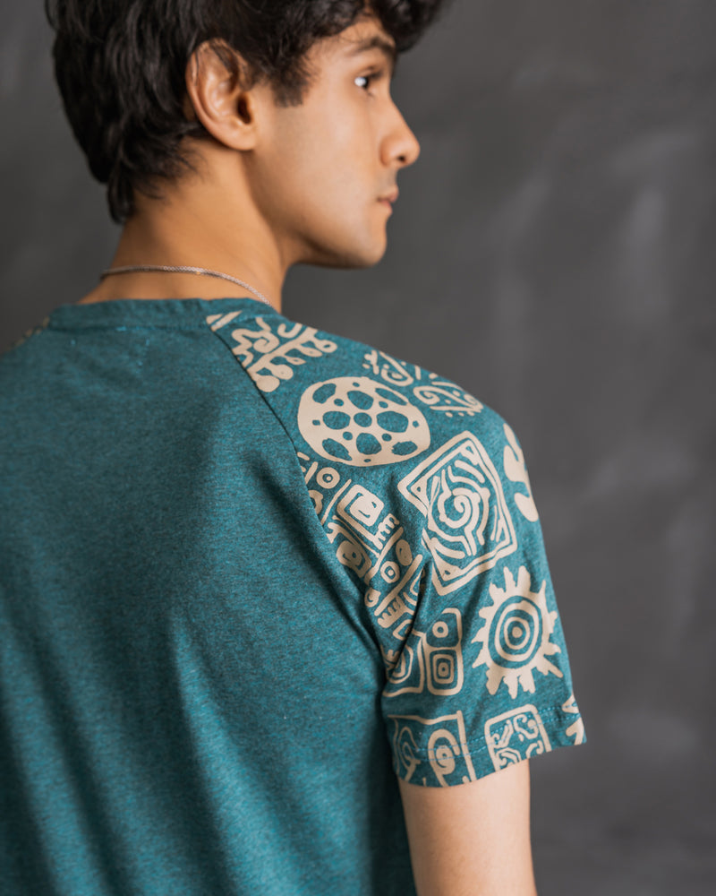 Raglan-Sleeve Ethnic Print T-Shirt